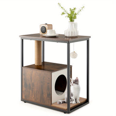 HappyFit 26"H Cat Coffee Table Cat Furniture Tail Table Cat House With Scratching Post