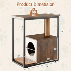 HappyFit 26"H Cat Coffee Table Cat Furniture Tail Table Cat House With Scratching Post