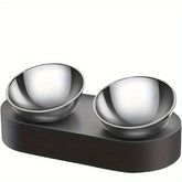 Raised Dog Cat Food Bowl 304 Stainless Steel, Elevated Pet Food And Water Bowl Dishes, Elevated Cat Bowls, Non-Slip Tilted Cat Bowl No Spill