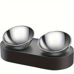 Raised Dog Cat Food Bowl 304 Stainless Steel, Elevated Pet Food And Water Bowl Dishes, Elevated Cat Bowls, Non-Slip Tilted Cat Bowl No Spill