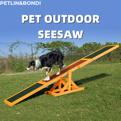 PawHut Wooden Dog Agility Seesaw For Training And Exercise, Platform Equipment Run Game Toy, Weather Resistant Pet Supplies, 71" L X 12" W X 12" H, Natural