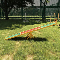 PawHut Wooden Dog Agility Seesaw For Training And Exercise, Platform Equipment Run Game Toy, Weather Resistant Pet Supplies, 71" L X 12" W X 12" H, Natural