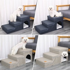 Dog Stairs Steps For Small Dogs, Pet Climbing Ladder, Folding Storage Dog Stairs For High Beds Couch Sofa