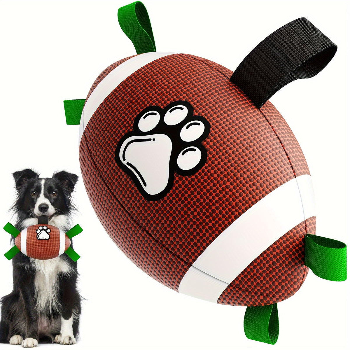 Durable Rugby Ball Design Pet Toy With Straps, Dog Chewing Ball Toy For Training Playing Teeth Cleaning, Interactive Fetch Pet Toy For Small Medium Large Dogs