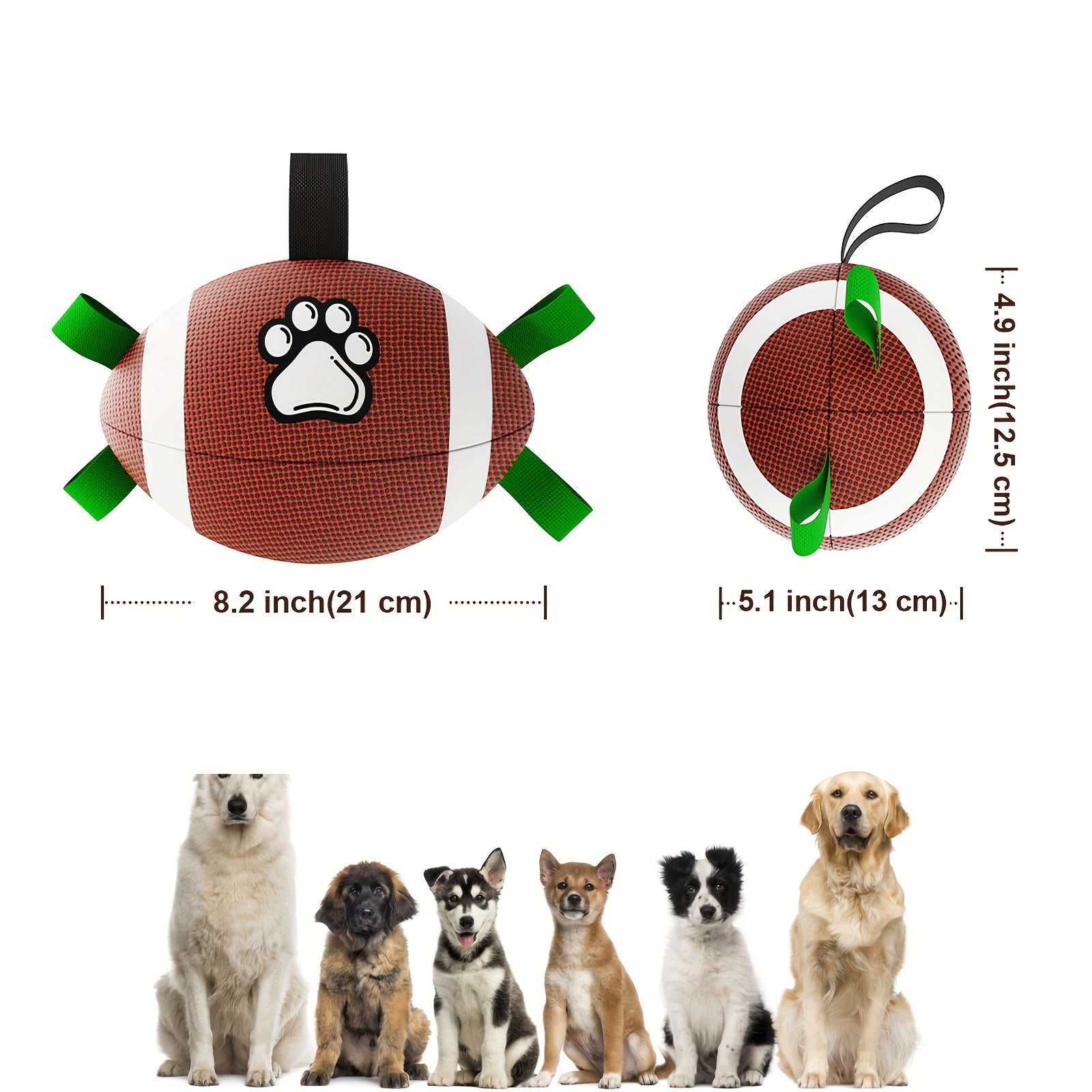 Durable Rugby Ball Design Pet Toy With Straps, Dog Chewing Ball Toy For Training Playing Teeth Cleaning, Interactive Fetch Pet Toy For Small Medium Large Dogs