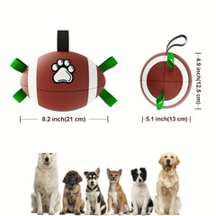 Durable Rugby Ball Design Pet Toy With Straps, Dog Chewing Ball Toy For Training Playing Teeth Cleaning, Interactive Fetch Pet Toy For Small Medium Large Dogs